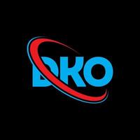 logo dko. lettera dko. design del logo della lettera dko. iniziali logo dko collegate con cerchio e logo monogramma maiuscolo. tipografia dko per il marchio tecnologico, commerciale e immobiliare. vettore