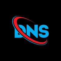 logo DNS. lettera dns. design del logo della lettera dns. iniziali logo dns collegate a cerchio e logo monogramma maiuscolo. tipografia dns per il marchio tecnologico, commerciale e immobiliare. vettore