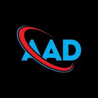 aad logo. una lettera. design del logo della lettera aad. iniziali aad logo collegate con cerchio e logo monogramma maiuscolo. tipografia aad per il marchio tecnologico, commerciale e immobiliare. vettore