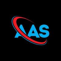aas logo. aas lettera. design del logo della lettera aas. iniziali del logo aas collegate al cerchio e al logo del monogramma maiuscolo. tipografia aas per il marchio tecnologico, commerciale e immobiliare. vettore
