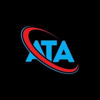 ata logo. lettera ata. design del logo della lettera ata. iniziali ata logo collegate a cerchio e logo monogramma maiuscolo. tipografia ata per il marchio tecnologico, commerciale e immobiliare. vettore