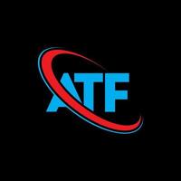 logo atf. lettera atf. design del logo della lettera atf. iniziali atf logo collegate da cerchio e logo monogramma maiuscolo. tipografia atf per il marchio tecnologico, commerciale e immobiliare. vettore