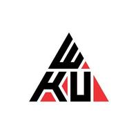 design del logo della lettera triangolare wku con forma triangolare. monogramma wku triangolo logo design. modello di logo vettoriale triangolo wku con colore rosso. logo triangolare wku logo semplice, elegante e lussuoso.