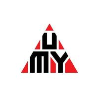 design del logo della lettera triangolare umy con forma triangolare. monogramma di design del logo del triangolo umy. modello di logo vettoriale triangolo umy con colore rosso. umy logo triangolare logo semplice, elegante e lussuoso.