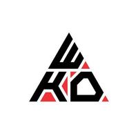logo della lettera triangolare wko con forma triangolare. monogramma wko triangolo logo design. modello di logo vettoriale triangolo wko con colore rosso. logo triangolare wko logo semplice, elegante e lussuoso.