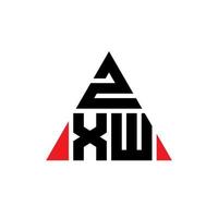 logo lettera triangolare zxw con forma triangolare. zxw triangolo logo design monogramma. modello di logo vettoriale triangolo zxw con colore rosso. zxw logo triangolare logo semplice, elegante e lussuoso.