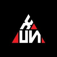 xun triangolo lettera logo design con forma triangolare. monogramma di design del logo del triangolo xun. modello di logo vettoriale triangolo xun con colore rosso. logo triangolare xun logo semplice, elegante e lussuoso.