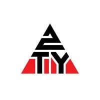 zty triangolo lettera logo design con forma triangolare. zty triangolo logo design monogramma. modello di logo vettoriale triangolo zty con colore rosso. zty logo triangolare logo semplice, elegante e lussuoso.