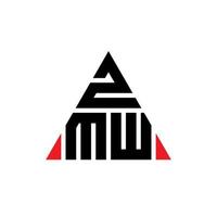 design del logo della lettera triangolare zmw con forma triangolare. zmw triangolo logo design monogramma. modello di logo vettoriale triangolo zmw con colore rosso. zmw logo triangolare logo semplice, elegante e lussuoso.