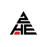 design del logo della lettera triangolare zhe con forma triangolare. zhe triangolo logo design monogramma. modello di logo vettoriale triangolo zhe con colore rosso. zhe logo triangolare logo semplice, elegante e lussuoso.