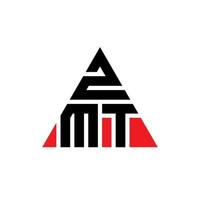 design del logo della lettera triangolare zmt con forma triangolare. zmt triangolo logo design monogramma. modello di logo vettoriale triangolo zmt con colore rosso. zmt logo triangolare logo semplice, elegante e lussuoso.