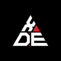logo della lettera triangolare xde con forma triangolare. monogramma del design del logo del triangolo xde. modello di logo vettoriale triangolo xde con colore rosso. logo triangolare xde logo semplice, elegante e lussuoso.