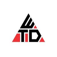 wtd design del logo della lettera triangolare con forma triangolare. wtd triangolo logo design monogramma. modello di logo vettoriale triangolo wtd con colore rosso. wtd logo triangolare logo semplice, elegante e lussuoso.