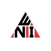 design del logo della lettera triangolare wni con forma triangolare. monogramma wni triangolo logo design. modello di logo vettoriale triangolo wni con colore rosso. logo triangolare wni logo semplice, elegante e lussuoso.