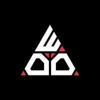 logo della lettera triangolare woo con forma triangolare. monogramma di design del logo del triangolo woo. modello logo vettoriale triangolo woo con colore rosso. logo triangolare woo logo semplice, elegante e lussuoso.