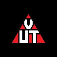 design del logo della lettera triangolo vut con forma triangolare. vut triangolo logo design monogramma. modello di logo vettoriale triangolo vut con colore rosso. vut logo triangolare logo semplice, elegante e lussuoso.