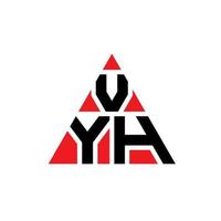 design del logo della lettera del triangolo vyh con forma triangolare. monogramma di design del logo del triangolo vyh. modello di logo vettoriale triangolo vyh con colore rosso. logo triangolare vyh logo semplice, elegante e lussuoso.