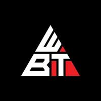 design del logo della lettera triangolare wbt con forma triangolare. monogramma di design del logo del triangolo wbt. modello di logo vettoriale triangolo wbt con colore rosso. logo triangolare wbt logo semplice, elegante e lussuoso. wbt