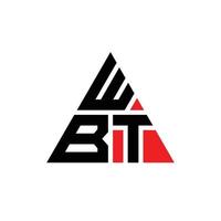 design del logo della lettera triangolare wbt con forma triangolare. monogramma di design del logo del triangolo wbt. modello di logo vettoriale triangolo wbt con colore rosso. logo triangolare wbt logo semplice, elegante e lussuoso. wbt