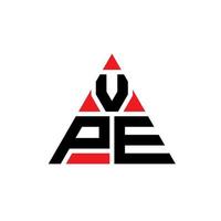 design del logo della lettera del triangolo vpe con forma triangolare. monogramma di design del logo del triangolo vpe. modello di logo vettoriale triangolo vpe con colore rosso. logo triangolare vpe logo semplice, elegante e lussuoso.