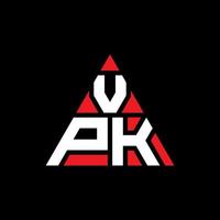 design del logo della lettera del triangolo vpk con forma triangolare. monogramma di design del logo del triangolo vpk. modello di logo vettoriale triangolo vpk con colore rosso. logo triangolare vpk logo semplice, elegante e lussuoso.