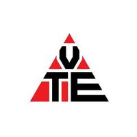 design del logo della lettera del triangolo vte con forma triangolare. vte triangolo logo design monogramma. modello di logo vettoriale triangolo vte con colore rosso. logo triangolare vte logo semplice, elegante e lussuoso.