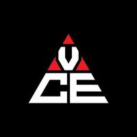 design del logo della lettera del triangolo vce con forma triangolare. vce triangolo logo design monogramma. modello di logo vettoriale triangolo vce con colore rosso. logo triangolare vce logo semplice, elegante e lussuoso.