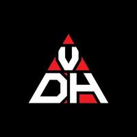 design del logo della lettera del triangolo vdh con forma triangolare. monogramma di design del logo del triangolo vdh. modello di logo vettoriale triangolo vdh con colore rosso. logo triangolare vdh logo semplice, elegante e lussuoso.