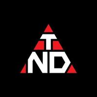 tnd design del logo della lettera triangolare con forma triangolare. tnd triangolo logo design monogramma. modello di logo vettoriale triangolo tnd con colore rosso. tnd logo triangolare logo semplice, elegante e lussuoso.