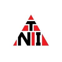 design del logo della lettera triangolare tni con forma triangolare. tni triangolo logo design monogramma. modello di logo vettoriale triangolo tni con colore rosso. logo triangolare tni logo semplice, elegante e lussuoso.