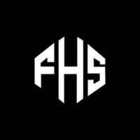 design del logo della lettera fhs con forma poligonale. fhs poligono e design del logo a forma di cubo. fhs modello di logo vettoriale esagonale colori bianco e nero. monogramma fhs, logo aziendale e immobiliare.