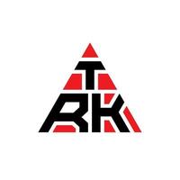 design del logo della lettera del triangolo trk con forma triangolare. monogramma di design del logo del triangolo trk. modello di logo vettoriale triangolo trk con colore rosso. logo triangolare trk logo semplice, elegante e lussuoso.