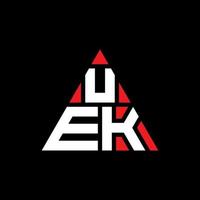 design del logo della lettera triangolare uk con forma triangolare. monogramma di design del logo del triangolo uek. modello di logo vettoriale triangolo uek con colore rosso. logo triangolare uek logo semplice, elegante e lussuoso.