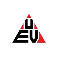 design del logo della lettera del triangolo uev con forma triangolare. monogramma di design del logo triangolo uev. modello di logo vettoriale triangolo uev con colore rosso. logo triangolare uev logo semplice, elegante e lussuoso.