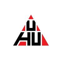 design del logo della lettera del triangolo uhu con forma triangolare. uhu triangolo logo design monogramma. modello di logo vettoriale triangolo uhu con colore rosso. logo triangolare uhu logo semplice, elegante e lussuoso.