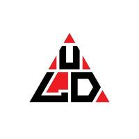 design del logo della lettera triangolare uld con forma triangolare. monogramma di design del logo del triangolo uld. modello di logo vettoriale triangolo uld con colore rosso. logo triangolare uld logo semplice, elegante e lussuoso.