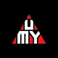 design del logo della lettera triangolare umy con forma triangolare. monogramma di design del logo del triangolo umy. modello di logo vettoriale triangolo umy con colore rosso. umy logo triangolare logo semplice, elegante e lussuoso.