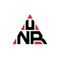 design del logo della lettera triangolare unr con forma triangolare. unr triangolo logo design monogramma. modello di logo vettoriale triangolo unr con colore rosso. unr logo triangolare logo semplice, elegante e lussuoso.