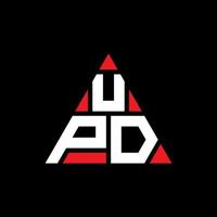 design del logo della lettera del triangolo upd con forma triangolare. monogramma di design del logo del triangolo upd. modello di logo vettoriale triangolo upd con colore rosso. upd logo triangolare logo semplice, elegante e lussuoso.