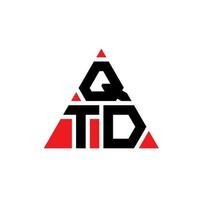 design del logo della lettera triangolare qtd con forma triangolare. qtd triangolo logo design monogramma. modello di logo vettoriale triangolo qtd con colore rosso. qtd logo triangolare logo semplice, elegante e lussuoso.