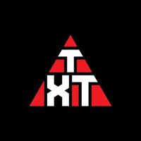 txt lettera triangolare logo design con forma triangolare. txt triangolo logo design monogramma. modello di logo vettoriale triangolo txt con colore rosso. txt logo triangolare logo semplice, elegante e lussuoso.