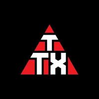 design del logo della lettera triangolare ttx con forma triangolare. ttx triangolo logo design monogramma. modello di logo vettoriale triangolo ttx con colore rosso. logo triangolare ttx logo semplice, elegante e lussuoso.