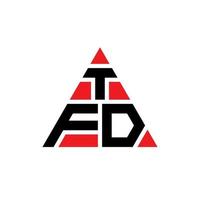 design del logo della lettera triangolare tfd con forma triangolare. tfd triangolo logo design monogramma. modello di logo vettoriale triangolo tfd con colore rosso. logo triangolare tfd logo semplice, elegante e lussuoso.
