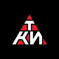 design del logo della lettera triangolare tkn con forma triangolare. tkn triangolo logo design monogramma. modello di logo vettoriale triangolo tkn con colore rosso. logo triangolare tkn logo semplice, elegante e lussuoso.
