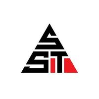 logo della lettera triangolare sst con forma triangolare. monogramma di design del logo del triangolo sst. modello di logo vettoriale triangolo sst con colore rosso. logo triangolare sst logo semplice, elegante e lussuoso.