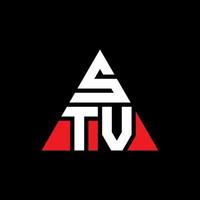 stv triangolo lettera logo design con forma triangolare. monogramma di design del logo del triangolo stv. modello di logo vettoriale triangolo stv con colore rosso. stv logo triangolare logo semplice, elegante e lussuoso.