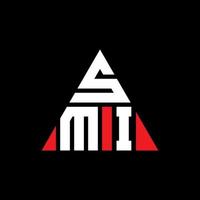 design del logo della lettera triangolare smi con forma triangolare. monogramma smi triangolo logo design. modello di logo vettoriale triangolo smi con colore rosso. logo triangolare smi logo semplice, elegante e lussuoso.
