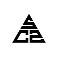 scz triangolo lettera logo design con forma triangolare. monogramma di design del logo del triangolo scz. modello di logo vettoriale triangolo scz con colore rosso. logo triangolare scz logo semplice, elegante e lussuoso.