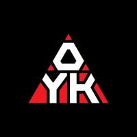 design del logo della lettera del triangolo oyk con forma triangolare. oyk triangolo logo design monogramma. modello di logo vettoriale triangolo oyk con colore rosso. oyk logo triangolare logo semplice, elegante e lussuoso.