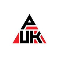 design del logo della lettera triangolo puk con forma triangolare. monogramma design logo triangolo puk. modello di logo vettoriale triangolo puk con colore rosso. logo triangolare puk logo semplice, elegante e lussuoso.